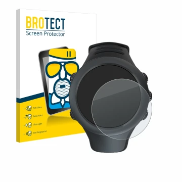 Vorderseite einer Produktverpackung mit dem Markenlogo BROTECT. Daneben ist das Gerät Suunto Ambit3 Sport Black mit dem zugehö