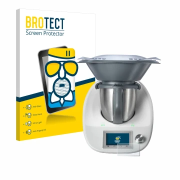 Vorderseite einer Produktverpackung mit dem Markenlogo BROTECT. Daneben ist das Gerät Vorwerk Thermomix TM5 mit dem zugehörige