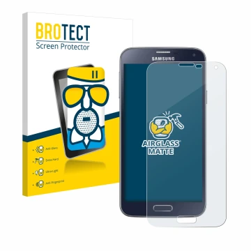 Vorderseite einer Produktverpackung mit dem Markenlogo BROTECT. Daneben ist das Gerät Samsung Galaxy S5 Neo mit dem zugehörige