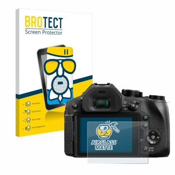 Vorderseite einer Produktverpackung mit dem Markenlogo BROTECT. Daneben ist das Gerät Panasonic Lumix DMC-FZ300 mit dem zugehö