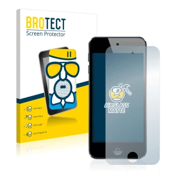 Vorderseite einer Produktverpackung mit dem Markenlogo BROTECT. Daneben ist das Gerät Apple iPod Touch (6. Gen.) mit dem zugeh