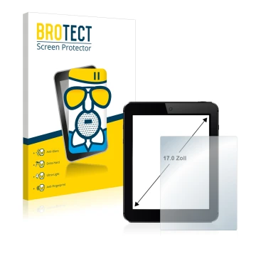 Vorderseite einer Produktverpackung mit dem Markenlogo BROTECT. Daneben ist das Gerät mit dem zugehörigen Displayschutz abgebi