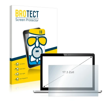 Vorderseite einer Produktverpackung mit dem Markenlogo BROTECT. Daneben ist das Gerät mit dem zugehörigen Displayschutz abgebi