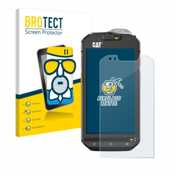 Vorderseite einer Produktverpackung mit dem Markenlogo BROTECT. Daneben ist das Gerät Caterpillar Cat S60 mit dem zugehörigen 