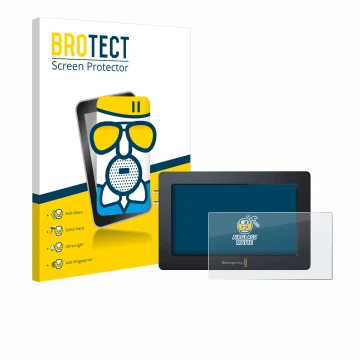 Vorderseite einer Produktverpackung mit dem Markenlogo BROTECT. Daneben ist das Gerät Blackmagic Design Blackmagic Video Assis