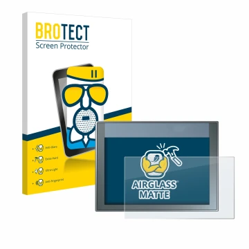 Vorderseite einer Produktverpackung mit dem Markenlogo BROTECT. Daneben ist das Gerät Siemens Simatic HMI KTP 700 Basic mit de