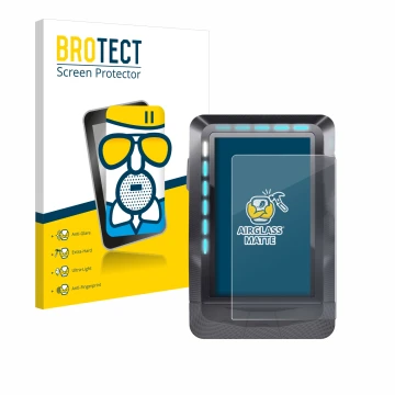 Vorderseite einer Produktverpackung mit dem Markenlogo BROTECT. Daneben ist das Gerät Wahoo Elemnt GPS mit dem zugehörigen Dis