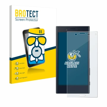 Vorderseite einer Produktverpackung mit dem Markenlogo BROTECT. Daneben ist das Gerät Sony Xperia X Compact mit dem zugehörige