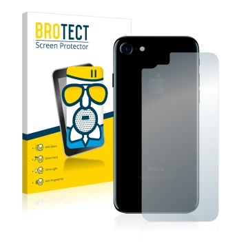 Vorderseite einer Produktverpackung mit dem Markenlogo BROTECT. Daneben ist das Gerät Apple iPhone 7 Rückseite (gesamte Fläche