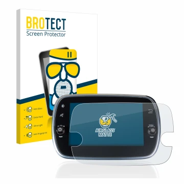 Vorderseite einer Produktverpackung mit dem Markenlogo BROTECT. Daneben ist das Gerät Fiat 500 Abarth Uconnet 7