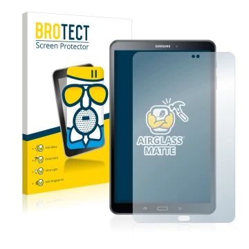 Vorderseite einer Produktverpackung mit dem Markenlogo BROTECT. Daneben ist das Gerät Samsung Galaxy Tab A 10.1 2016 mit dem z
