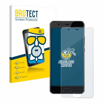 Vorderseite einer Produktverpackung mit dem Markenlogo BROTECT. Daneben ist das Gerät Huawei P10 Plus mit dem zugehörigen Disp