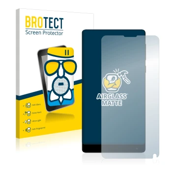 Vorderseite einer Produktverpackung mit dem Markenlogo BROTECT. Daneben ist das Gerät Xiaomi Mi Mix 2 mit dem zugehörigen Disp