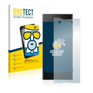Vorderseite einer Produktverpackung mit dem Markenlogo BROTECT. Daneben ist das Gerät Sony Xperia XA1 mit dem zugehörigen Disp
