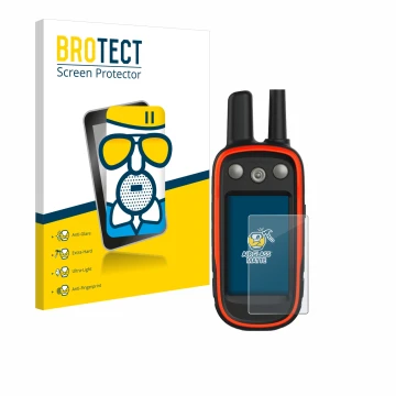 Vorderseite einer Produktverpackung mit dem Markenlogo BROTECT. Daneben ist das Gerät Garmin Atemos 100 mit dem zugehörigen Di