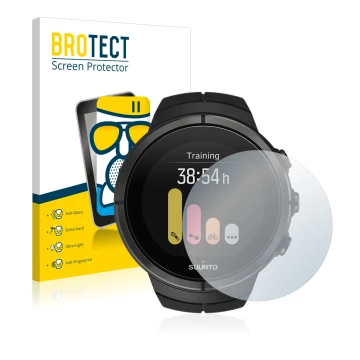 Vorderseite einer Produktverpackung mit dem Markenlogo BROTECT. Daneben ist das Gerät Suunto Spartan Ultra mit dem zugehörigen