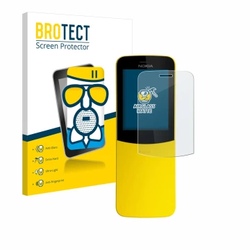 Vorderseite einer Produktverpackung mit dem Markenlogo BROTECT. Daneben ist das Gerät Nokia 8110 mit dem zugehörigen Displaysc