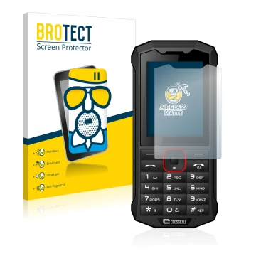 Vorderseite einer Produktverpackung mit dem Markenlogo BROTECT. Daneben ist das Gerät Crosscall Spider X4 mit dem zugehörigen 