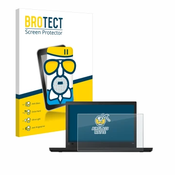 Vorderseite einer Produktverpackung mit dem Markenlogo BROTECT. Daneben ist das Gerät Lenovo ThinkPad T480 mit dem zugehörigen