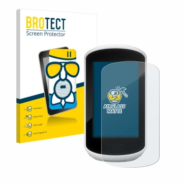 Vorderseite einer Produktverpackung mit dem Markenlogo BROTECT. Daneben ist das Gerät Garmin Edge Explore 2018 mit dem zugehör