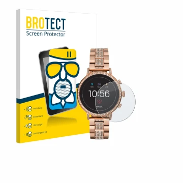 Vorderseite einer Produktverpackung mit dem Markenlogo BROTECT. Daneben ist das Gerät Fossil Q Venture HR (4.Gen) mit dem zuge