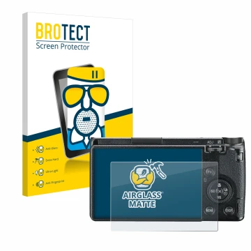Vorderseite einer Produktverpackung mit dem Markenlogo BROTECT. Daneben ist das Gerät Ricoh GR III 2019 R02010 mit dem zugehör