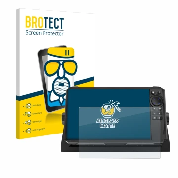 Vorderseite einer Produktverpackung mit dem Markenlogo BROTECT. Daneben ist das Gerät Lowrance HDS 9 Live Echolot mit dem zuge