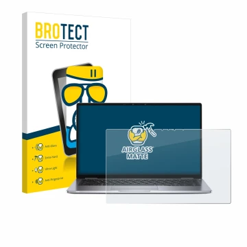 Vorderseite einer Produktverpackung mit dem Markenlogo BROTECT. Daneben ist das Gerät Dell Latitude 7400 2-in-1 mit dem zugehö