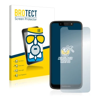 Vorderseite einer Produktverpackung mit dem Markenlogo BROTECT. Daneben ist das Gerät Motorola Moto G7 Play mit dem zugehörige