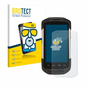 Vorderseite einer Produktverpackung mit dem Markenlogo BROTECT. Daneben ist das Gerät Zebra TC77 mit dem zugehörigen Displaysc