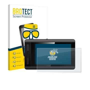 Vorderseite einer Produktverpackung mit dem Markenlogo BROTECT. Daneben ist das Gerät XP-Pen Artist 12 mit dem zugehörigen Dis