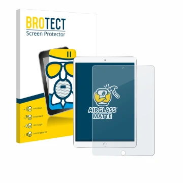 Vorderseite einer Produktverpackung mit dem Markenlogo BROTECT. Daneben ist das Gerät Apple iPad Air 2019 (3. Gen.) mit dem zu