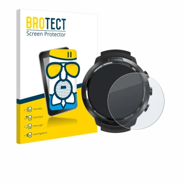 Vorderseite einer Produktverpackung mit dem Markenlogo BROTECT. Daneben ist das Gerät Suunto D5 mit dem zugehörigen Displaysch