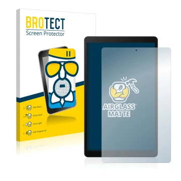 Vorderseite einer Produktverpackung mit dem Markenlogo BROTECT. Daneben ist das Gerät Samsung Galaxy Tab A 10.1 2019 mit dem z