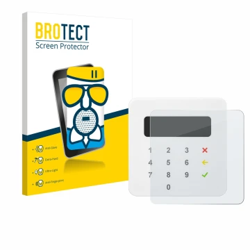 Vorderseite einer Produktverpackung mit dem Markenlogo BROTECT. Daneben ist das Gerät SumUp Air mit dem zugehörigen Displaysch