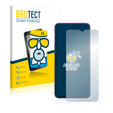 Vorderseite einer Produktverpackung mit dem Markenlogo BROTECT. Daneben ist das Gerät Oppo Reno Z mit dem zugehörigen Displays