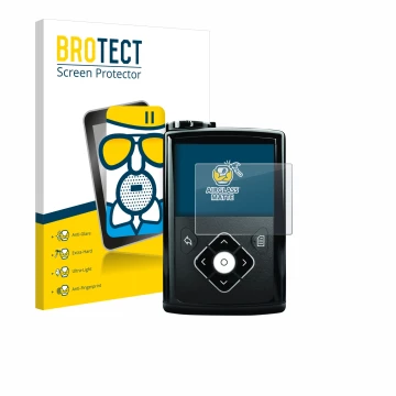 Vorderseite einer Produktverpackung mit dem Markenlogo BROTECT. Daneben ist das Gerät Medtronic Minimed 640G mit dem zugehörig