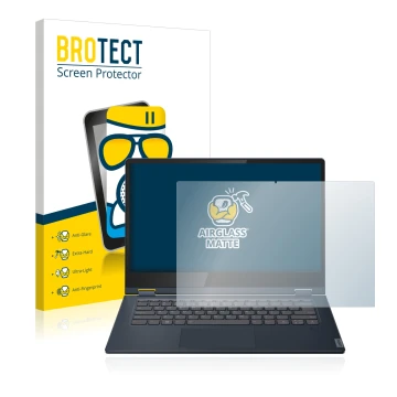 Vorderseite einer Produktverpackung mit dem Markenlogo BROTECT. Daneben ist das Gerät Lenovo IdeaPad C340 14