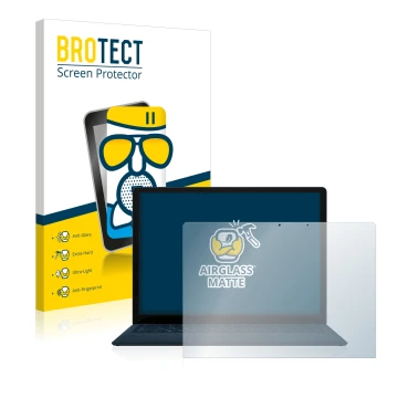 Vorderseite einer Produktverpackung mit dem Markenlogo BROTECT. Daneben ist das Gerät Microsoft Surface Laptop 3 13.5