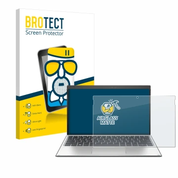 Vorderseite einer Produktverpackung mit dem Markenlogo BROTECT. Daneben ist das Gerät HP Elite x2 G4 mit dem zugehörigen Displ