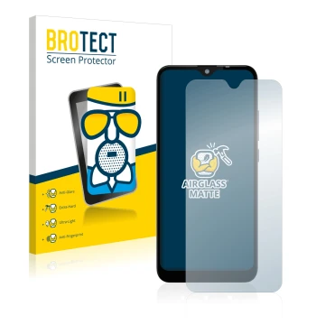 Vorderseite einer Produktverpackung mit dem Markenlogo BROTECT. Daneben ist das Gerät Gigaset GS110 mit dem zugehörigen Displa