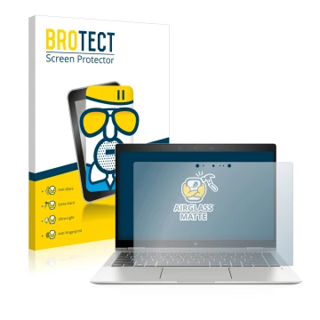 Vorderseite einer Produktverpackung mit dem Markenlogo BROTECT. Daneben ist das Gerät HP Elitebook x360 1040 G6 mit dem zugehö