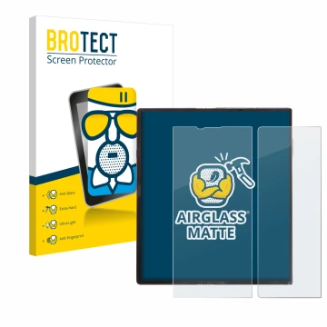 Vorderseite einer Produktverpackung mit dem Markenlogo BROTECT. Daneben ist das Gerät Huawei Mate Xs mit dem zugehörigen Displ