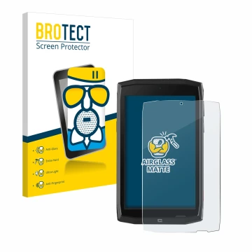 Vorderseite einer Produktverpackung mit dem Markenlogo BROTECT. Daneben ist das Gerät Crosscall Core T4 mit dem zugehörigen Di