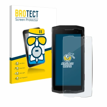 Vorderseite einer Produktverpackung mit dem Markenlogo BROTECT. Daneben ist das Gerät Crosscall Core M4 mit dem zugehörigen Di