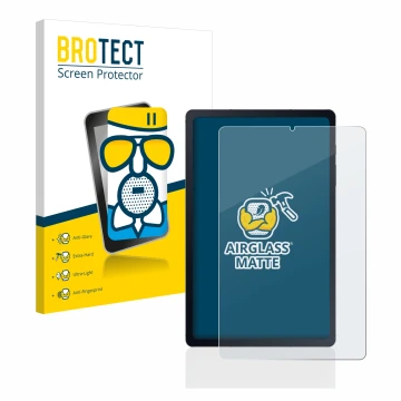 Vorderseite einer Produktverpackung mit dem Markenlogo BROTECT. Daneben ist das Gerät Samsung Galaxy Tab S6 Lite LTE 2020 mit 