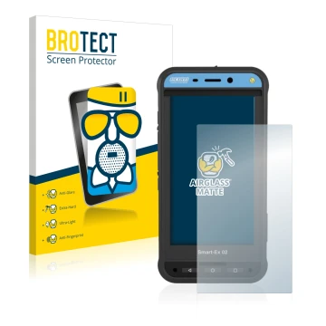 Vorderseite einer Produktverpackung mit dem Markenlogo BROTECT. Daneben ist das Gerät Ecom Smart-Ex 02 DZ1 mit dem zugehörigen