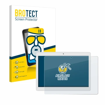 Vorderseite einer Produktverpackung mit dem Markenlogo BROTECT. Daneben ist das Gerät Alldocube M5X Pro mit dem zugehörigen Di