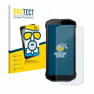 Vorderseite einer Produktverpackung mit dem Markenlogo BROTECT. Daneben ist das Gerät Evolveo Strongphone G5 mit dem zugehörig