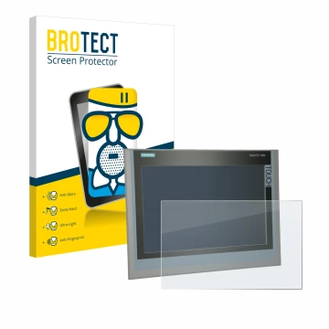 Vorderseite einer Produktverpackung mit dem Markenlogo BROTECT. Daneben ist das Gerät Siemens Simatic HMI TP 1500 Comfort mit 